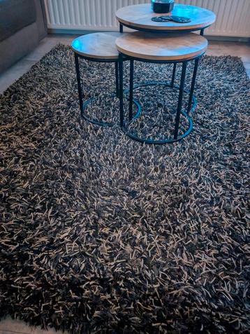 Brinker vloerkleed hoogpolig zwart/beige beschikbaar voor biedingen
