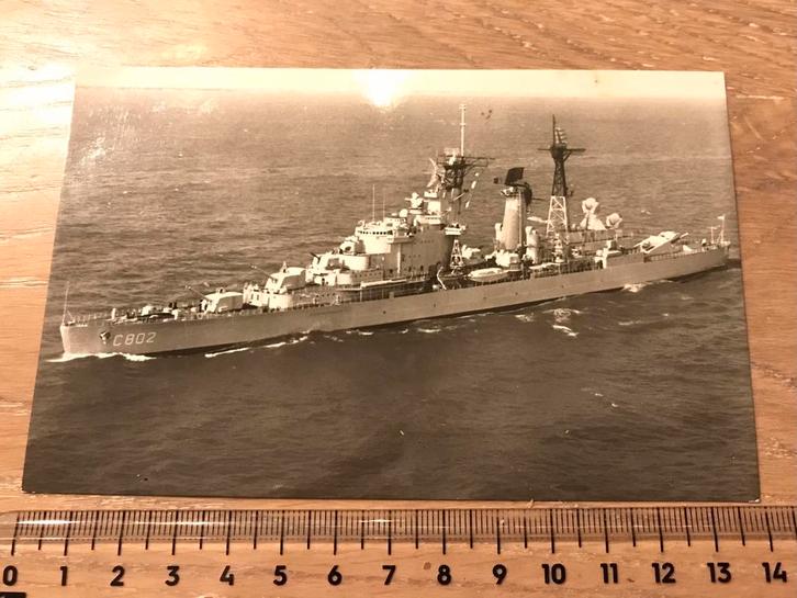 HR.MS. De Zeven Provincien Kruiser Marine Kaart Schip WO2, Verzamelen, Scheepvaart, Zo goed als nieuw, Kaart, Foto of Prent, Ophalen of Verzenden