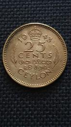 25 cents 1943 Ceylon, Postzegels en Munten, Munten | Azië, Ophalen of Verzenden, Zuid-Azië