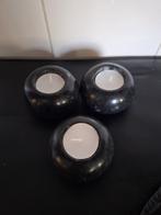 Vintage zwart marmeren waxinelichthouders, Overige materialen, Zwart, Ophalen of Verzenden, Zo goed als nieuw