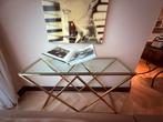 Design goud en glas massieve sidetable chic en cool, 100 tot 150 cm, Ophalen of Verzenden, Glas, Zo goed als nieuw