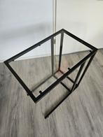 Stijlvolle Laptopstandaard / Glazen bijzettafel zwartbruin, Ophalen, 55 tot 75 cm, 60 cm of meer, Rechthoekig