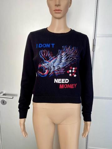 G688 Nikkie mt. 34/36=XS/S trui top sweater zwart/rood beschikbaar voor biedingen