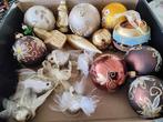 13 stuks glazen Kerstversiering richting bruinetinten +vogel, Ophalen of Verzenden, Zo goed als nieuw