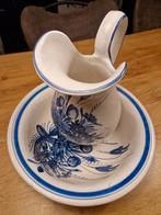 Vintage Lampetstel - Blauw Bloemmotief, Antiek en Kunst, Ophalen of Verzenden