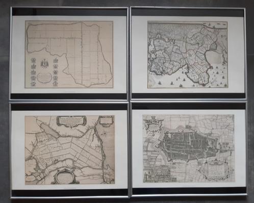 4 Historische kaarten Schermer, Alkmaar, N-H, Heerhugowaard, Antiek en Kunst, Kunst | Etsen en Gravures, Ophalen of Verzenden