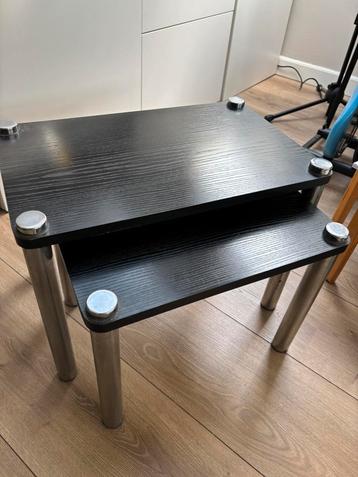 Space age side tables black and chrome 1970s beschikbaar voor biedingen