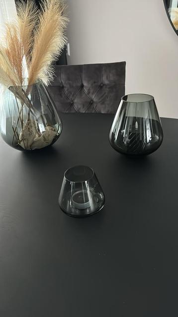 Smokey Vazen Set van 3 - Stijlvol Design beschikbaar voor biedingen