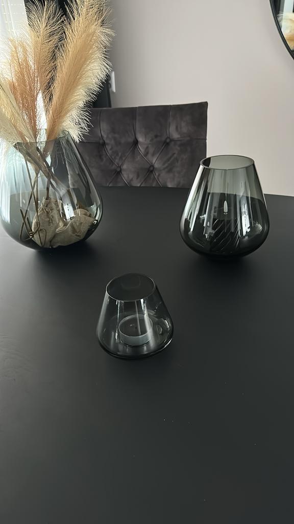 Smokey Vazen Set van 3 - Stijlvol Design, Huis en Inrichting, Woonaccessoires | Vazen, Zo goed als nieuw, Zwart, Minder dan 50 cm