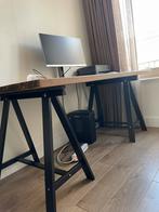 Massief Eiken Bureau met IKEA Onderstel, Huis en Inrichting, Bureaus, Ophalen, Gebruikt, Bureau