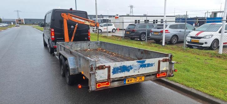 veldhuizen baveco machinetransporter 3500kg met laadkraan, Auto diversen, Aanhangers en Bagagewagens, Gebruikt, Ophalen