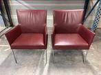 2 stoelen rood leer, Ophalen, Zo goed als nieuw, Rood, Leer