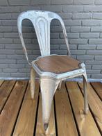 Fibrocit stoel met houten zitting vintage, Grijs, Metaal, Gebruikt, Eén