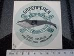 sticker greenpeace giro amsterdam walvis whales vintage, Bedrijf of Vereniging, Zo goed als nieuw, Verzenden