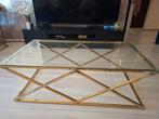 Gouden glazen salon tafel, Huis en Inrichting, Tafels | Salontafels, Ophalen, 50 tot 100 cm, Zo goed als nieuw, Minder dan 50 cm