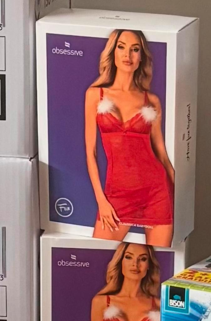 Nieuw in doos Obsessive Claussica Babydoll & Thong M/L rood, Kleding | Dames, Ondergoed en Lingerie, Nachtkleding, Rood, Ophalen of Verzenden