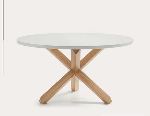 Schitterende witte eettafel met eikenhouten tafelpoot, Huis en Inrichting, Tafels | Eettafels, Zo goed als nieuw, 100 tot 150 cm