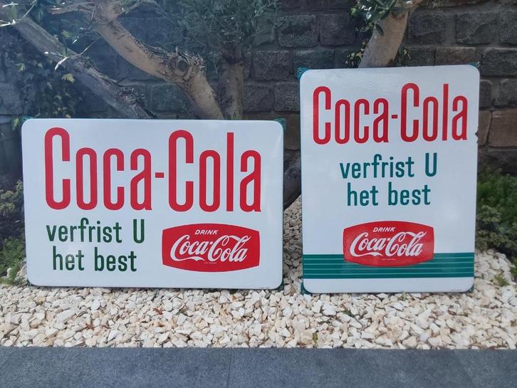 Emaille Reclameborden Bord Coca Cola Langcat, Verzamelen, Merken en Reclamevoorwerpen, Zo goed als nieuw, Reclamebord, Ophalen