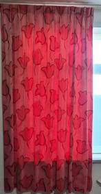 2x velours Roze gordijnen met motief, Gebruikt, 200 cm of meer, Ophalen of Verzenden, Overige kleuren