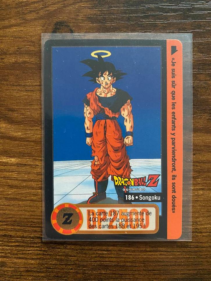 Dragonball Z Kaart: Carddass Bandai 1996 - 186 Songoku, Hobby en Vrije tijd, Stickers en Plaatjes, Zo goed als nieuw, Plaatje