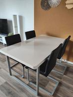 Gratis afhalen: Witte hoogglans tafel + 4 stoelen, Huis en Inrichting, Ophalen, Gebruikt, 50 tot 100 cm, 150 tot 200 cm