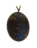 Labradoriet edelsteen 14k gouden vintage ketting hanger, Verzenden, Goud, Hanger, Met edelsteen