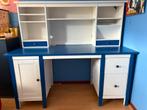 IKEA HEMNES Bureau, met opzet stuk in wit met blauw, Ophalen, Zo goed als nieuw, Bureau