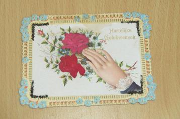 Antieke ansichtkaart Hartelijke Gelukwensch rozen 1915 beschikbaar voor biedingen