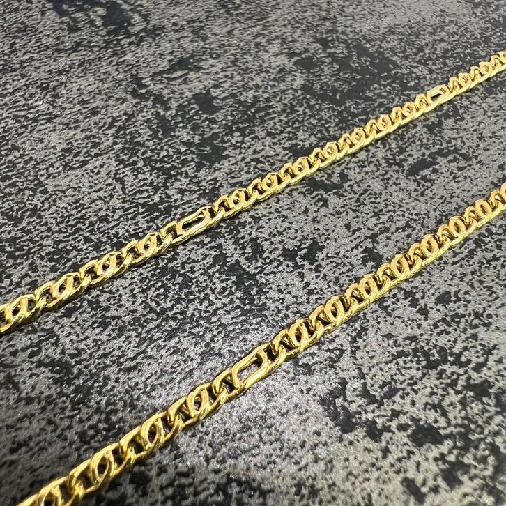 14 karaat gouden ketting prachtig valkenoog schakel, Sieraden, Tassen en Uiterlijk, Kettingen, Zo goed als nieuw, Zilver, Goud