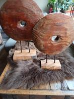2 Houten Ornamenten - Decoratieve Houtsculpturen, Ophalen of Verzenden, Gebruikt