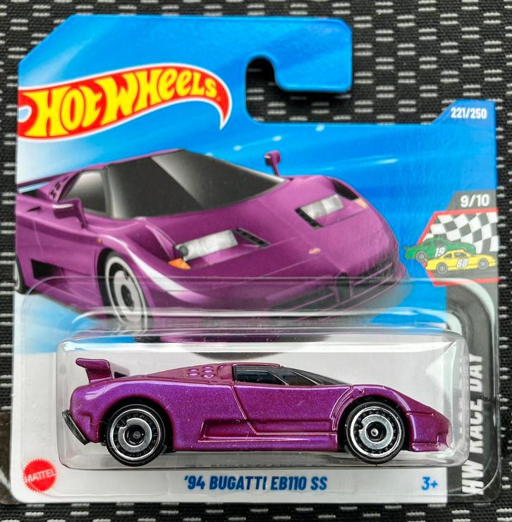 Hot Wheels '94 Bugatti EB110 SS Hotwheels paars, Hobby en Vrije tijd, Modelauto's | Overige schalen, Nieuw, Auto, Ophalen of Verzenden
