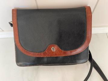 Castelijn & Beerens vintage zwart - cognac schoudertas beschikbaar voor biedingen