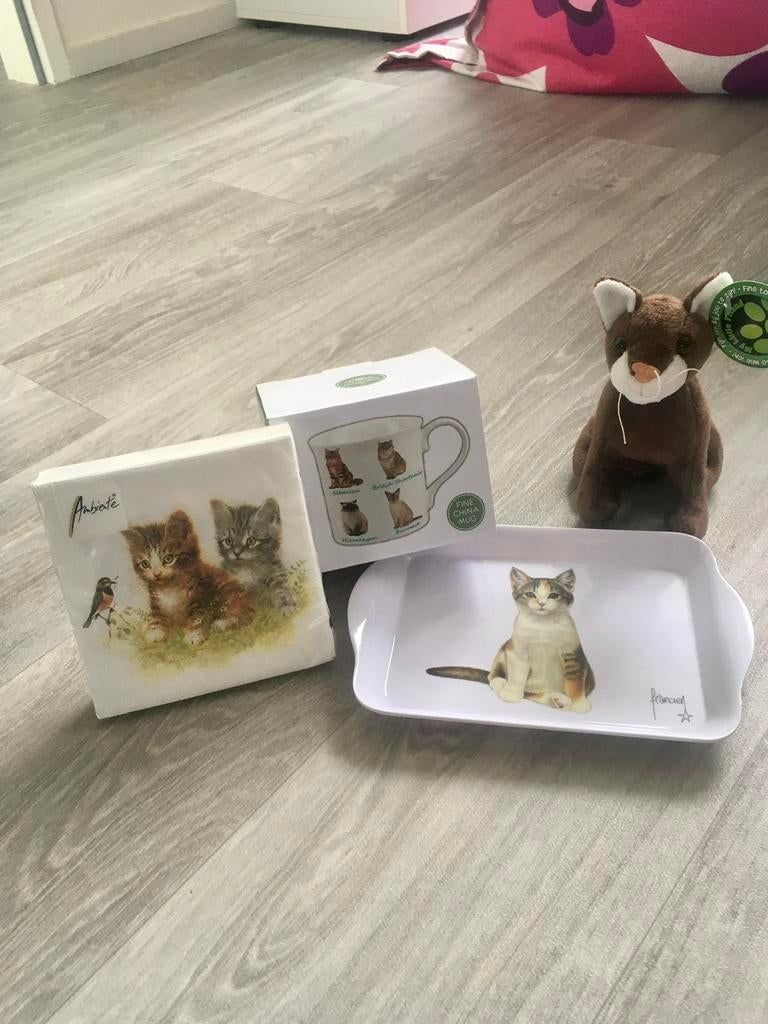 Te koop:Katten geschenk setje, Huis en Inrichting, Ophalen of Verzenden, Nieuw, Rond, Hout