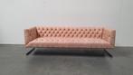 chesterfield vintage design bank camel beige leer kubus, Huis en Inrichting, .., Gebruikt, Rechte bank, ..