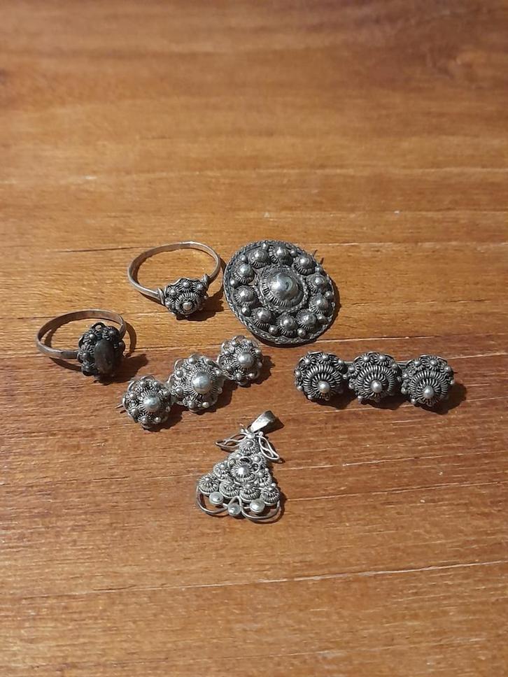 Antieke Zeeuwse Knop Zilveren Sieraden Collectie, Sieraden, Tassen en Uiterlijk, Antieke sieraden, Broche, Zilver, Ophalen of Verzenden