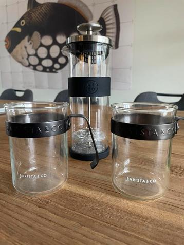 Barista & co Koffie cafetiere  + 2 koffieglazen beschikbaar voor biedingen