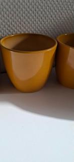3 okergeel bloempotten, Rond, Ophalen of Verzenden, Zo goed als nieuw, Aardewerk