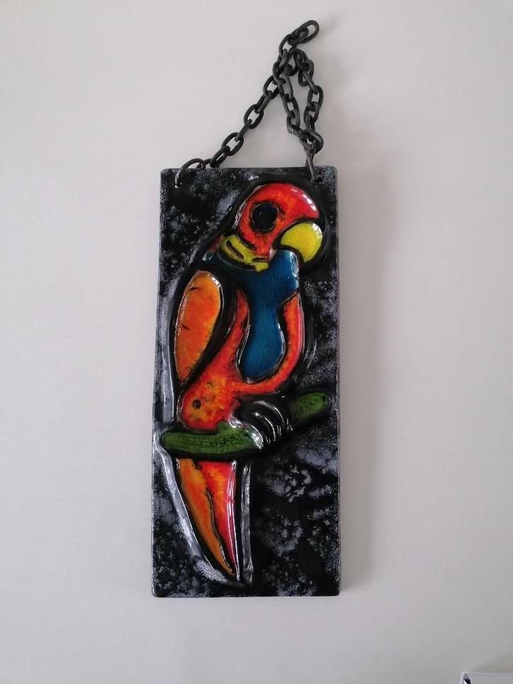 vintage retro keramiek wandplaquette van een papagaai izgst, Antiek en Kunst, Antiek | Keramiek en Aardewerk, Ophalen of Verzenden