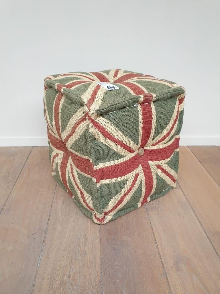 Nieuwe poef met Engelse vlag print, Minder dan 50 cm, Vierkant, Nieuw, Minder dan 50 cm