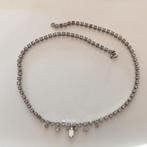 Vintage zilver slotje strass ketting collier costume jewelry, Sieraden, Tassen en Uiterlijk, Antieke sieraden, Ophalen of Verzenden