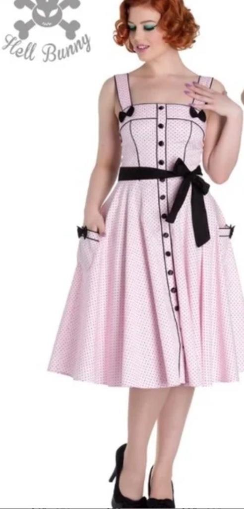 NIEUWE Hell Bunny rock & roll jaren 50 jurk roze met kaartje, Kleding | Dames, Jurken, Nieuw, Maat 46/48 (XL) of groter, Roze