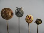 Vredestein bandenfabriek speldjes 4 x, Verzamelen, Speldjes, Pins en Buttons, Verzenden, Gebruikt, Merk, Speldje of Pin