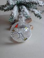 Oude glazen kerstbal met sneeuwpop decoratie, Ophalen of Verzenden, Gebruikt
