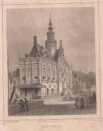 Bolsward Het Stadhuis 1858 Staalgravure Terwen, Antiek en Kunst, Kunst | Etsen en Gravures, Ophalen of Verzenden