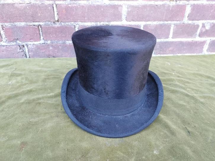 Antieke zwarte hoge hoed., Antiek en Kunst, Antiek | Kleding en Accessoires, Heren, Verzenden
