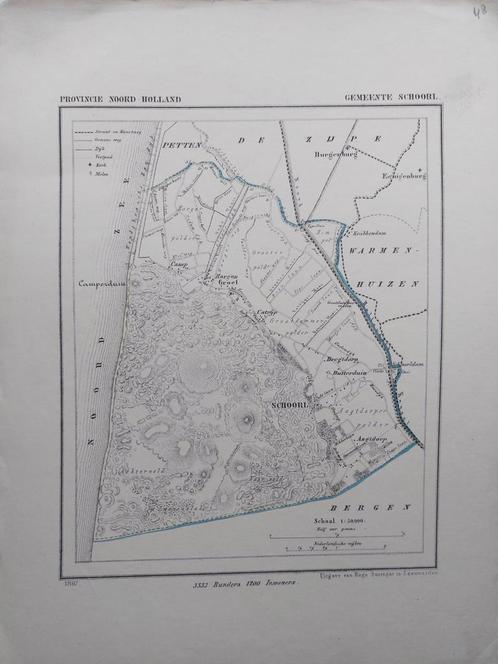 48 / Schoorl Krabbendam Burgerburg Litho 1867 van J. Kuyper, Antiek en Kunst, Kunst | Litho's en Zeefdrukken, Ophalen of Verzenden