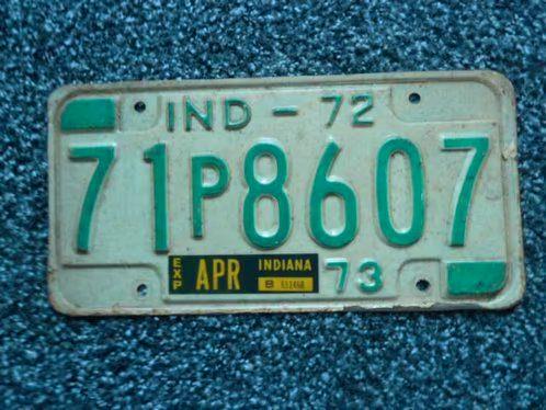 Kentekenplaat Licenseplate Indiana 1972 1973 USA, Verzamelen, Automerken, Motoren en Formule 1, Gebruikt, Auto's, Ophalen of Verzenden