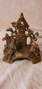 Bronzen voorstelling wolf met kabouter, Antiek en Kunst, Antiek | Koper en Brons, Ophalen of Verzenden