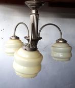 Vintage Franse Art-Deco kroonluchter, jaren 30, Ophalen, Gebruikt, Glas, Art Deco