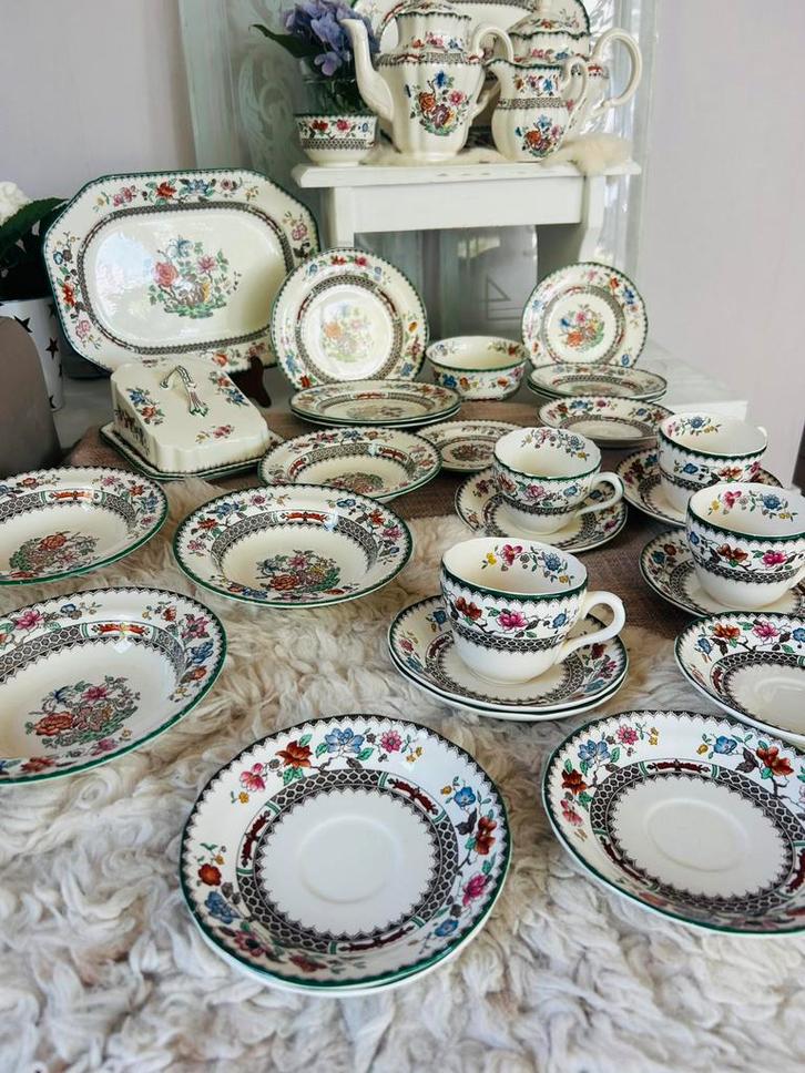 Spode Chinese Rose compl antiek servies izgst, Antiek en Kunst, Antiek | Servies compleet, Ophalen